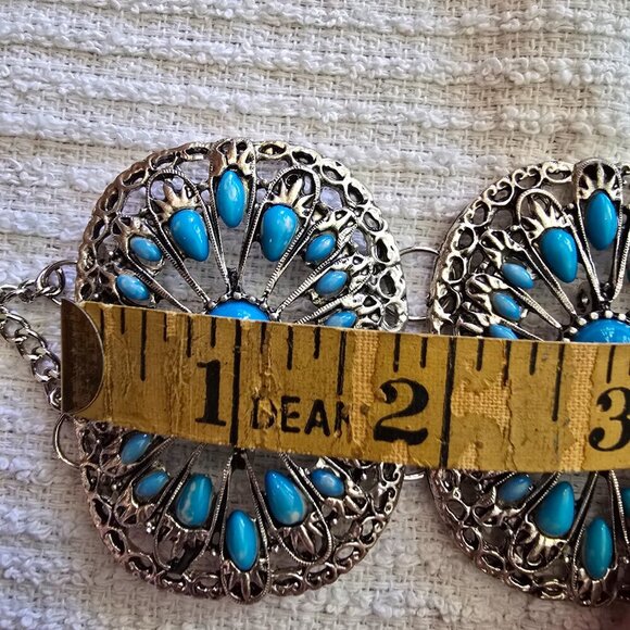 Vintage Turquoise & Silver 3-Piece Necklace, Bracelet and Earring Set - Picture 9 of 15